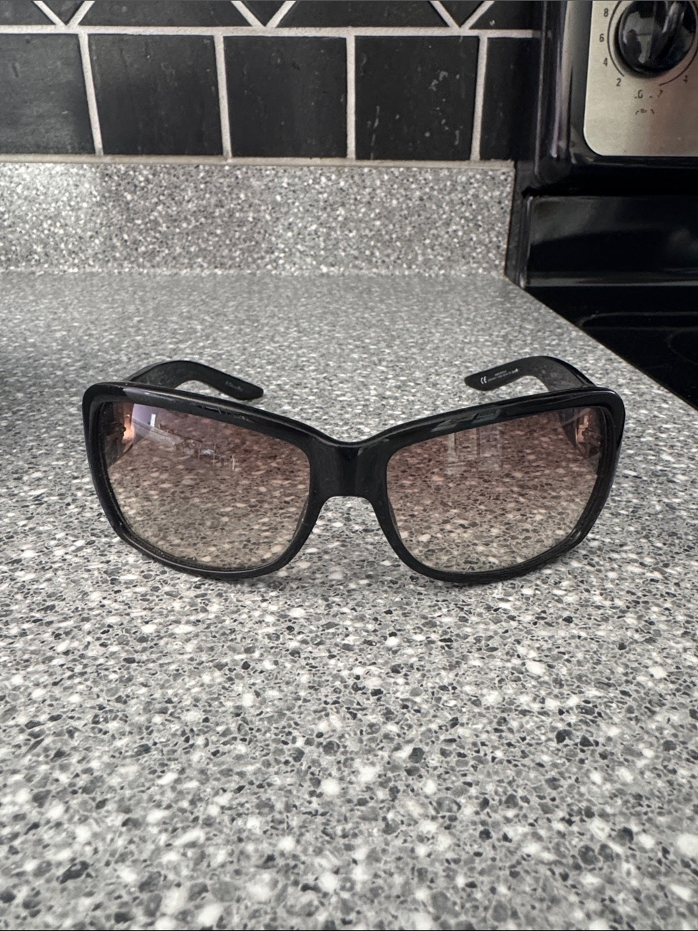 Dior Day 1 Black Frame Sunglasses with Gradient Brown Lenses